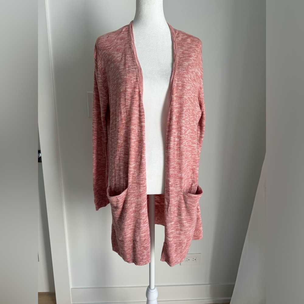 New Madewell‎ XXS Marled Pink Open Long Soft Cotton Blend Cardigan Sweater